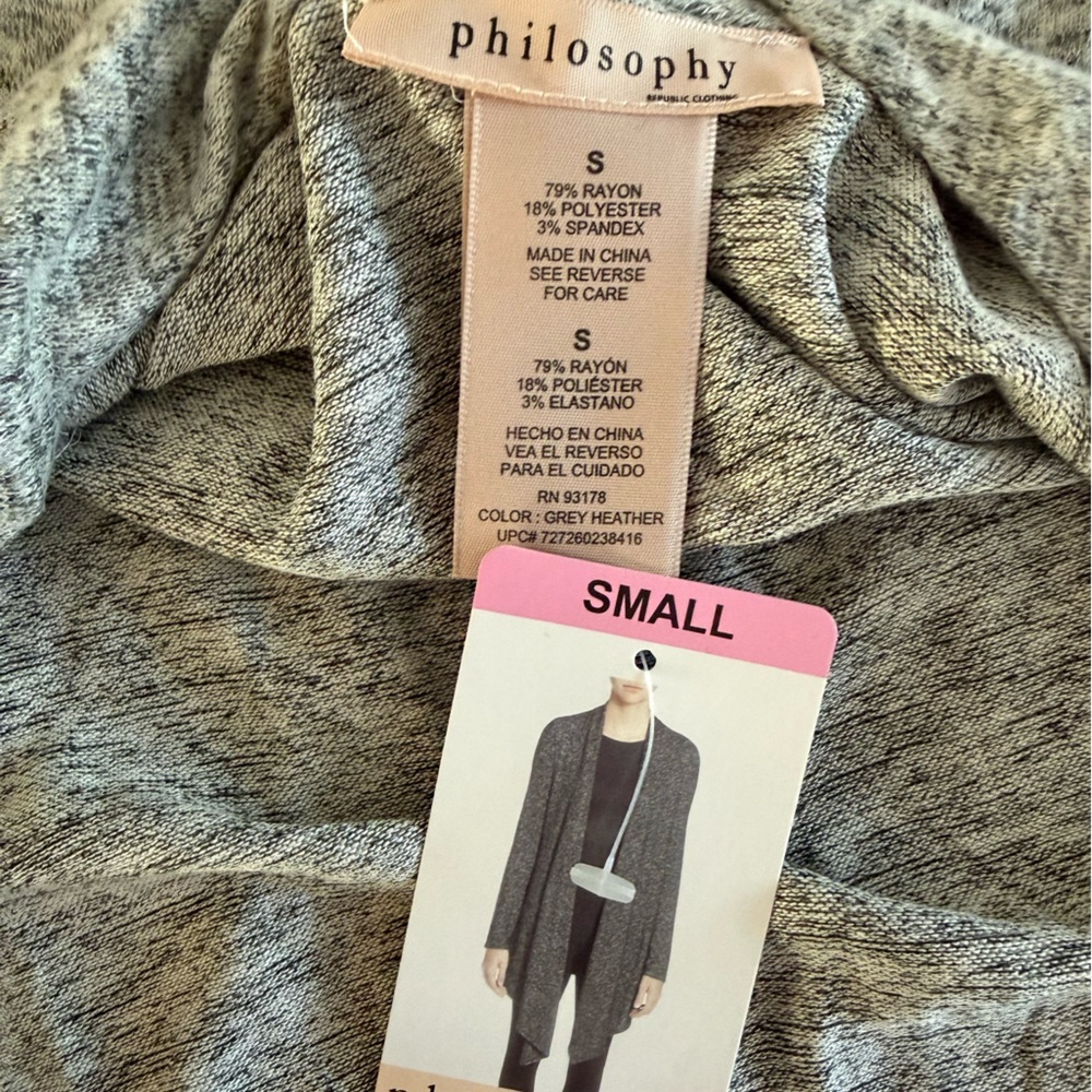 Philosophy Long Sleeve Open Front Waterfall Cardigan Sweater NWT Size S - Picture 4 of 5